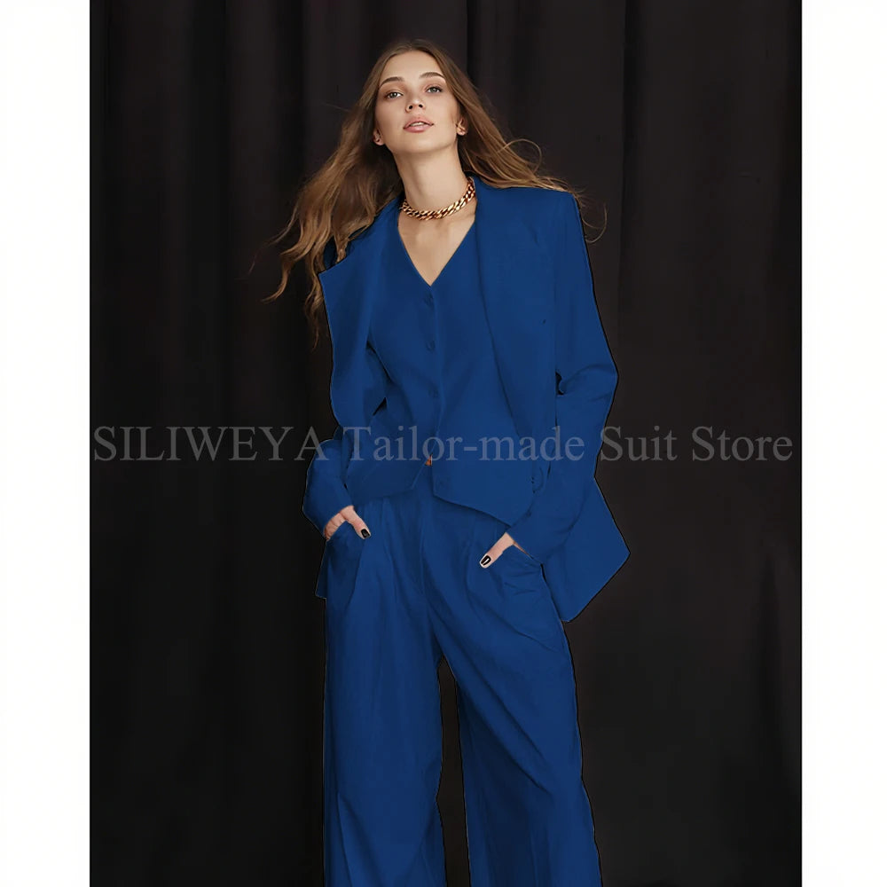 Slim Fit Single Breasted Three Piece Office Suit For Women