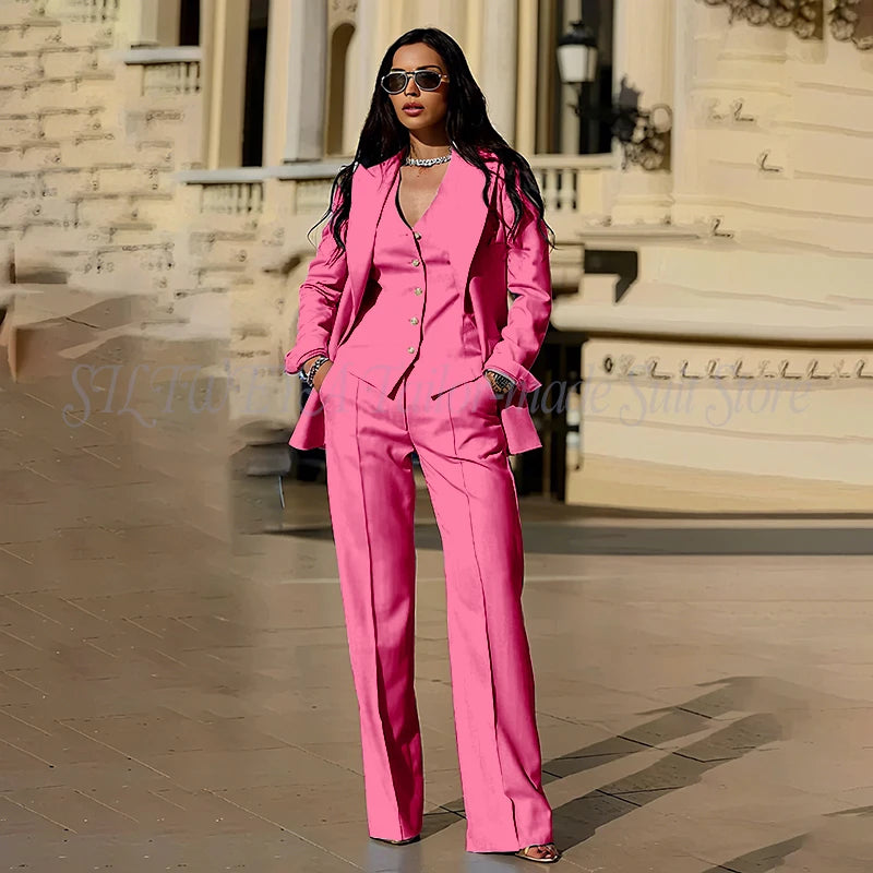 Sophisticated Slim Fit Three Piece Blazer Set For Women