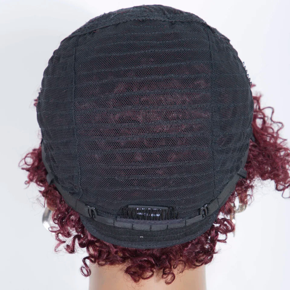 Short Kinky Curly Pixie Bob Human Hair Wig for Women