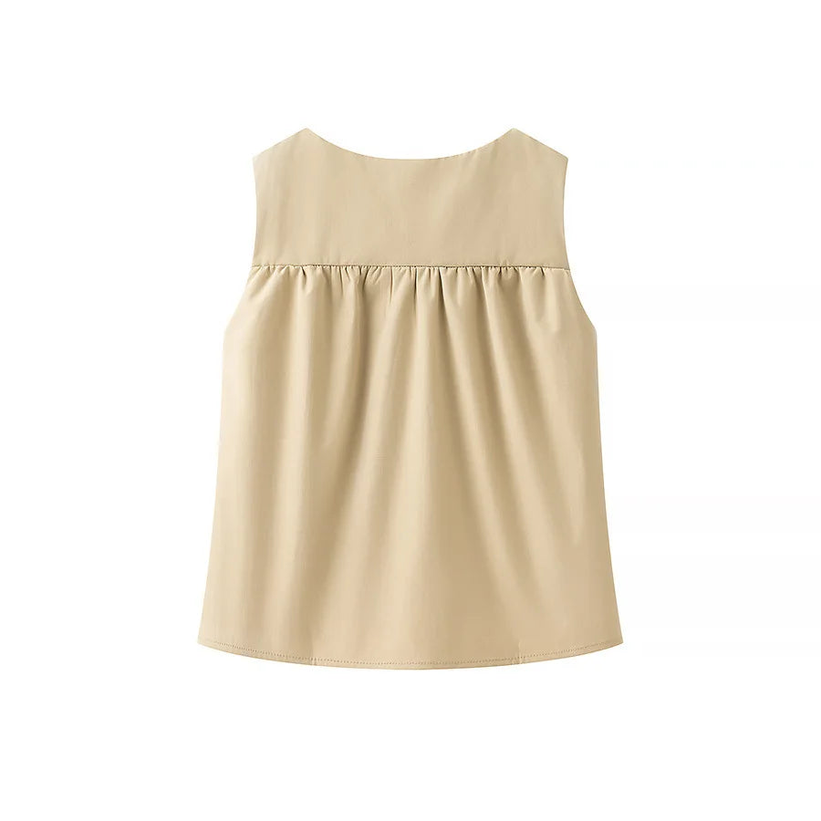 Versatile Casual Sleeveless Spliced Shirt for Women