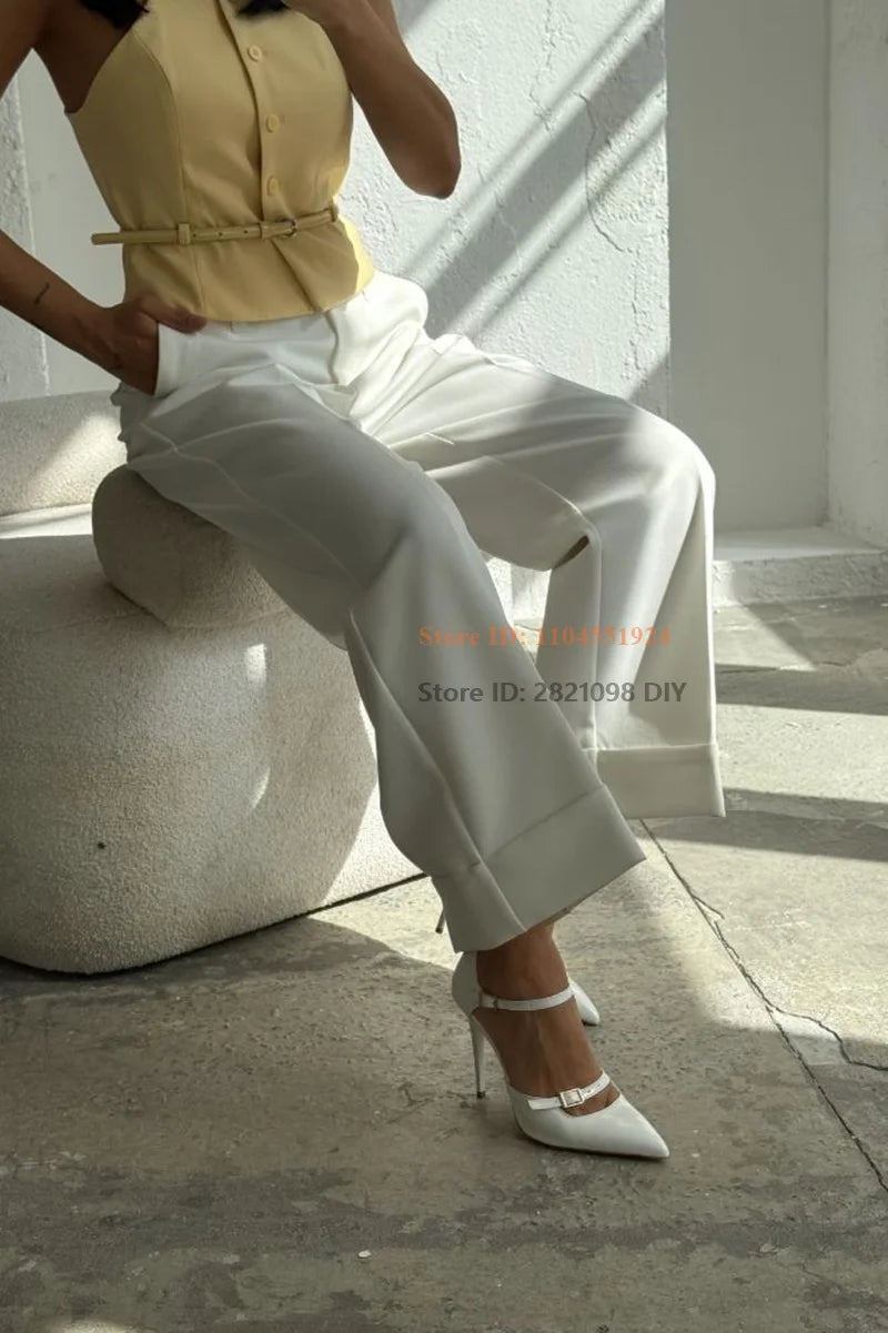 Patent Leather Pointed Toe Pumps With Three Belt Buckle Straps for Women