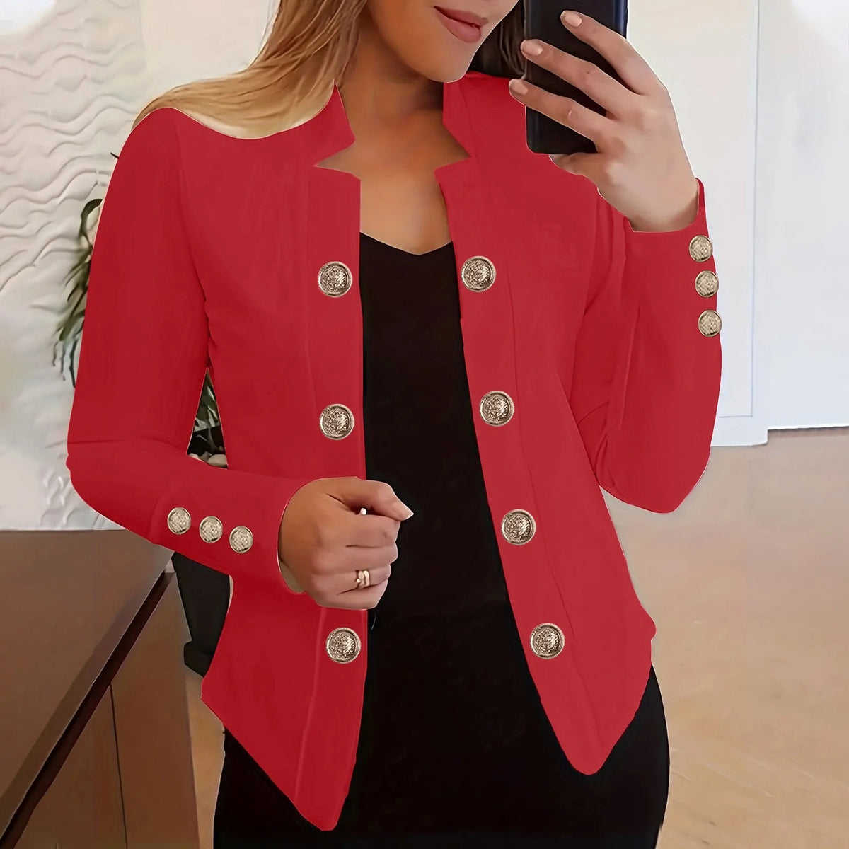 Lightweight Cropped Hooded Office Jacket for Women