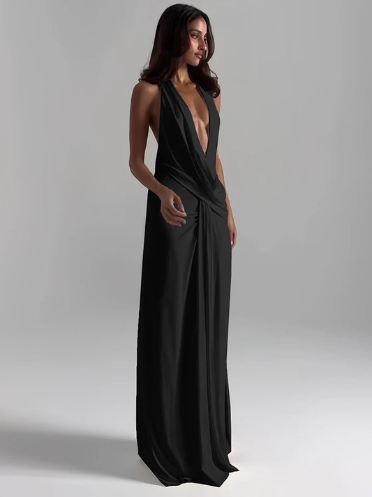 Backless Halter Maxi Dress
