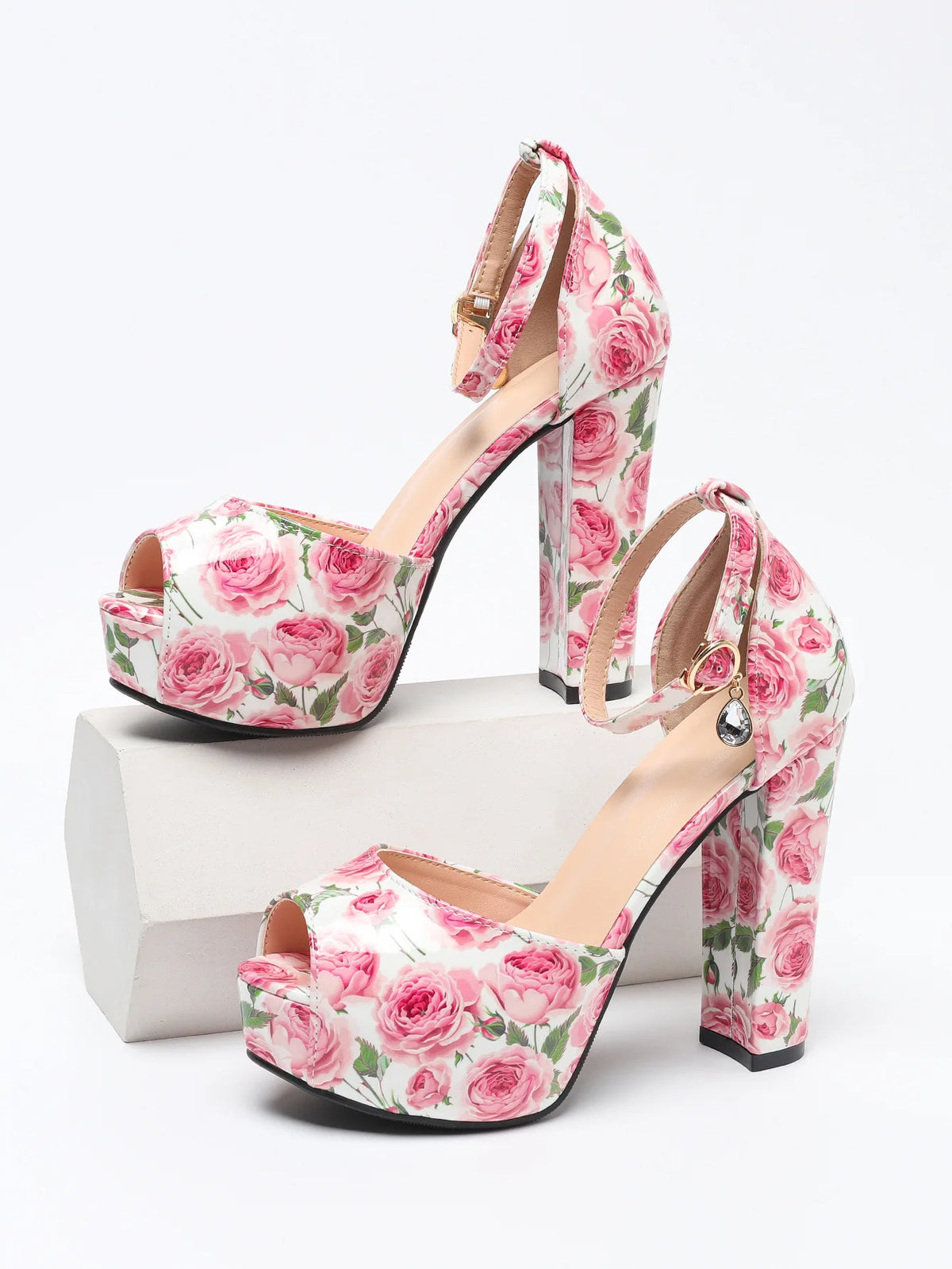 Platform Pink Print Summer High Heel Sandals for Women