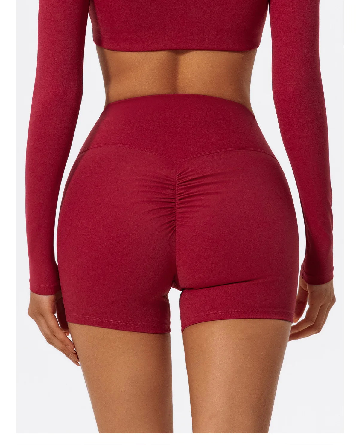 Sporty Solid U-Neck Crop Top and Shorts Two-Piece Set for Women