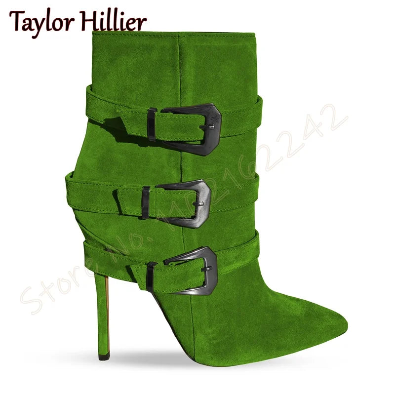 Suede Pointed Toe Stiletto Heel Ankle Boots for Women