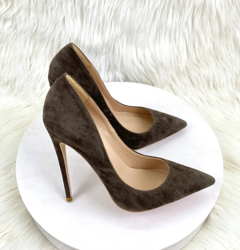 Pointed Toe Suede High Heel Office Pumps for Women