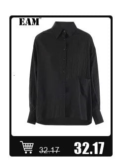 [EAM] Women Black Denim Burr Irregular Big Size Casual T-shirt New V-Neck Half Sleeve Fashion Tide Spring Summer 2025 1DJ1392