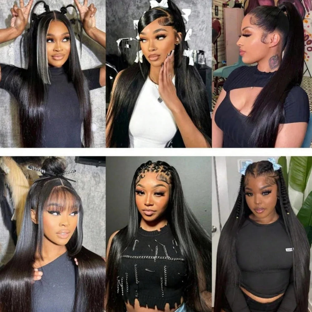 Long Bone Straight Glueless Lace Front Human Hair Wig For Women
