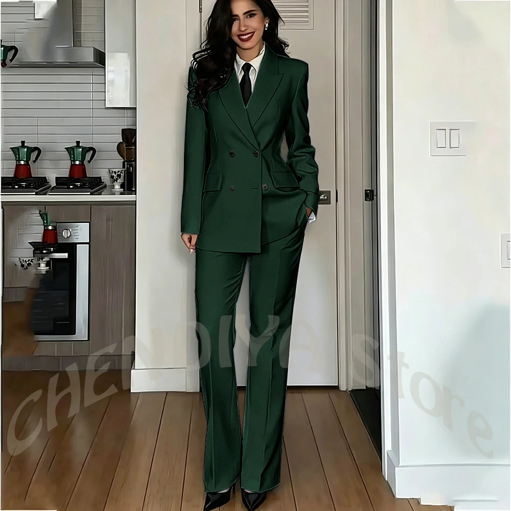 Modern Lady Pure White Suit Double Breasted Peak Lapel Casual Chic Women Suit Formal Dinner Party Business Office Outfit Costume