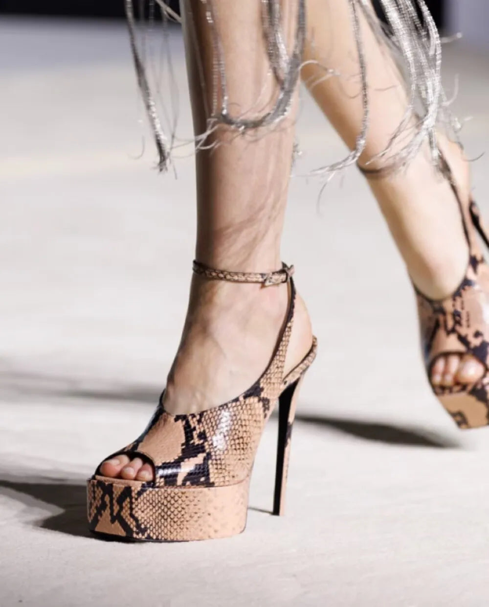 Leather Square Toe Platform Sandals