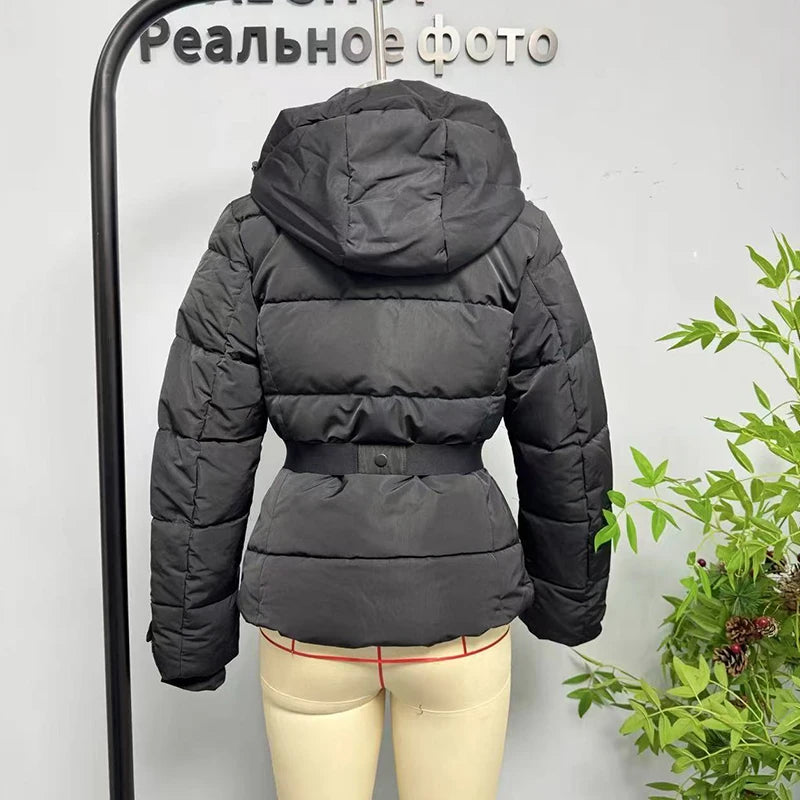 Warm Hooded Padded Ski Jacket And Pants Set for Women