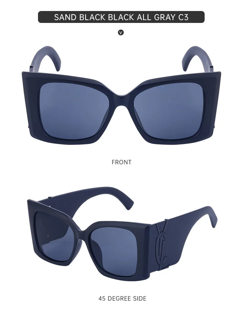 Retro Gold Gradient Square Frame Sunglasses for Women