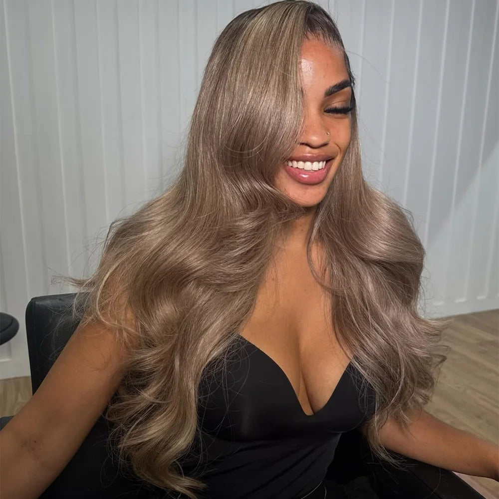 UniisoeOmbre 1B/Blonde Body Wave Lace Front Human Hair Wigs 34 Inches 200 Density Black Women13x4 Transparent Lace Brazilian Wig