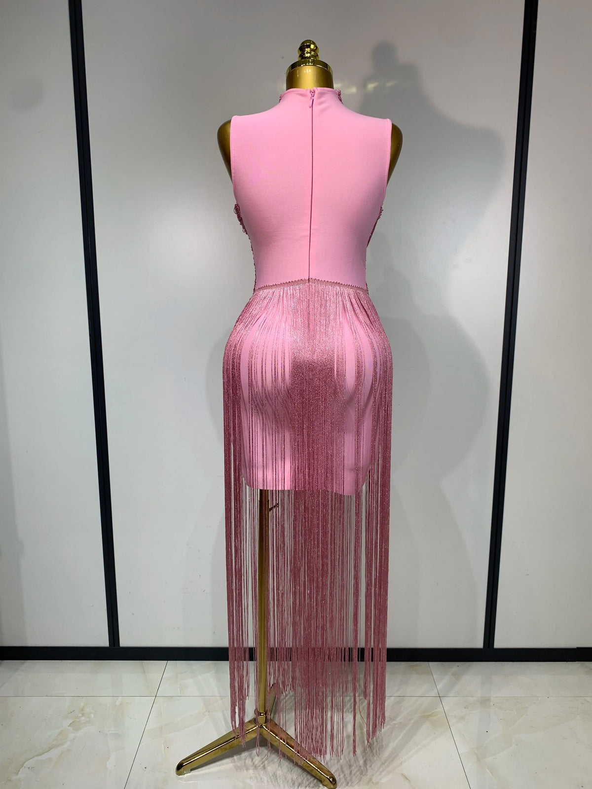 Women Sexy Sleeveless Tassel Bodycon Bandage Dresses Celebrity Elegant Evening Party Nightclub Luxury Birthday Cocktail Dress
