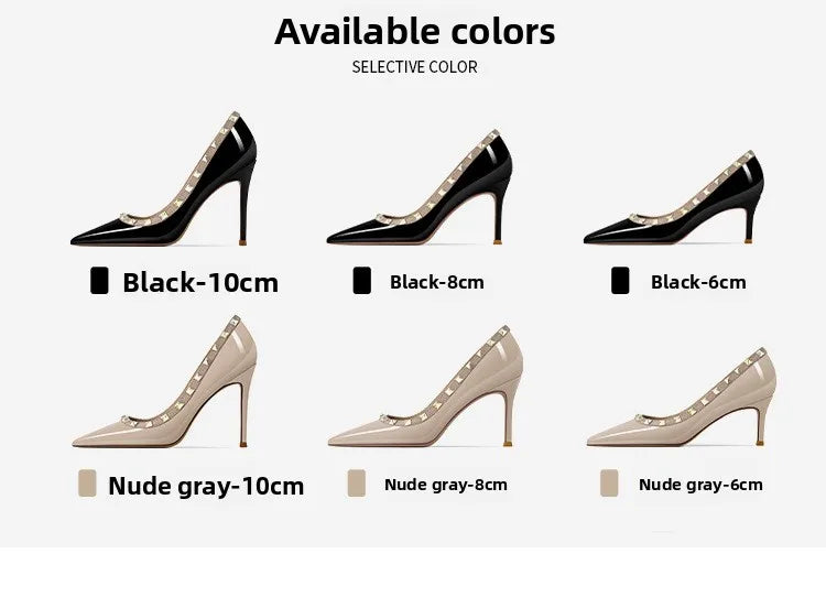 Pointed Toe Slip-On Rivet Detail Low Heel Shoes For Women