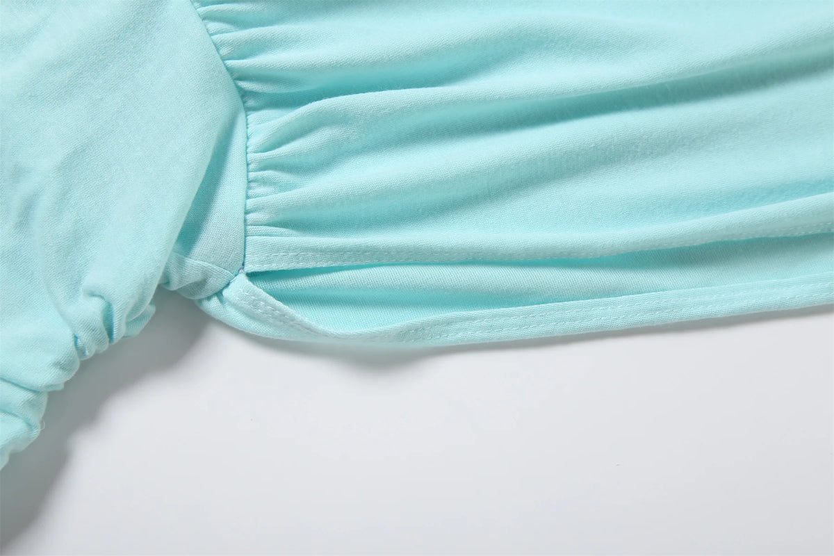 Off Shoulder Pleated Batwing Sleeve T Shirt for Women