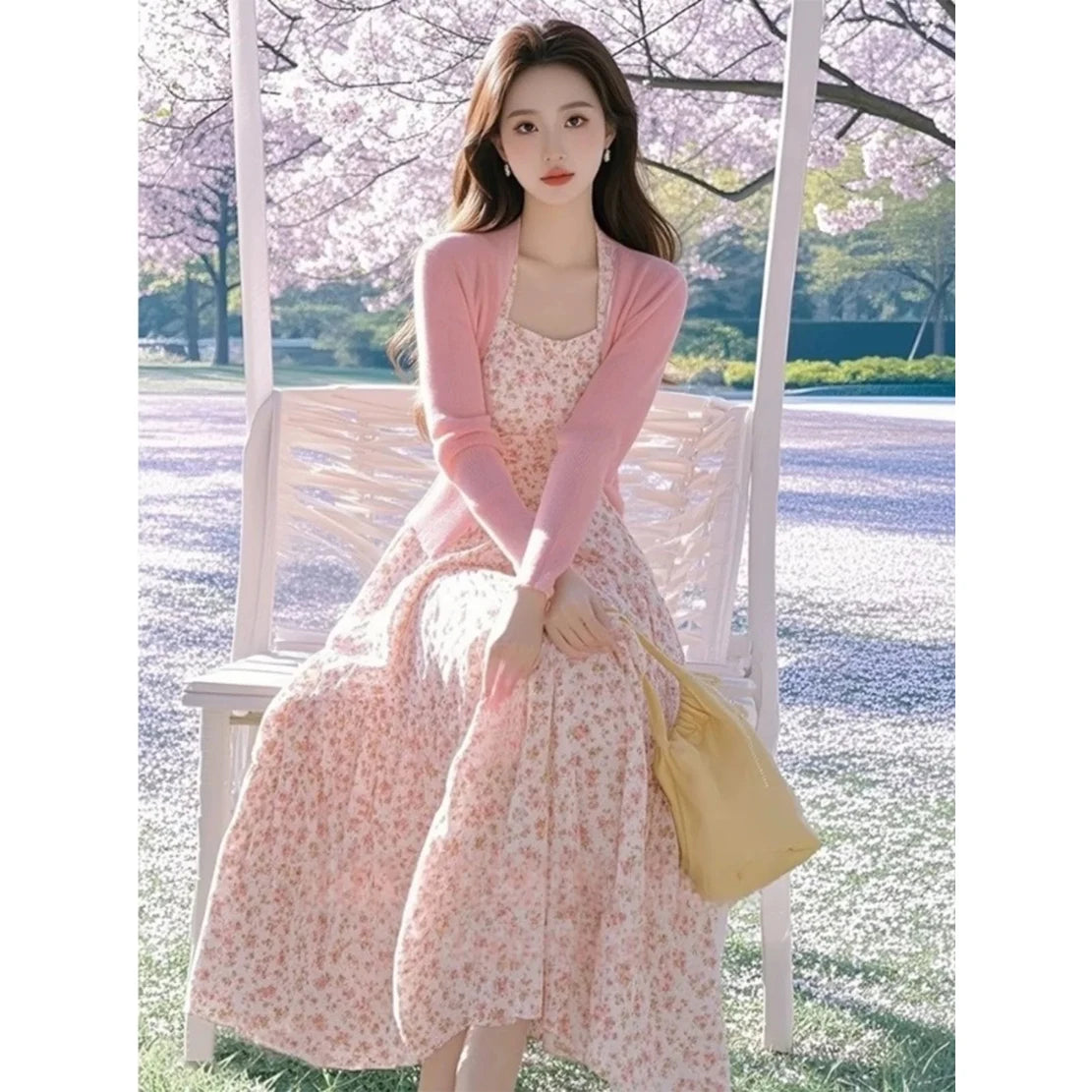 Two Piece Floral Knit Cardigan Set