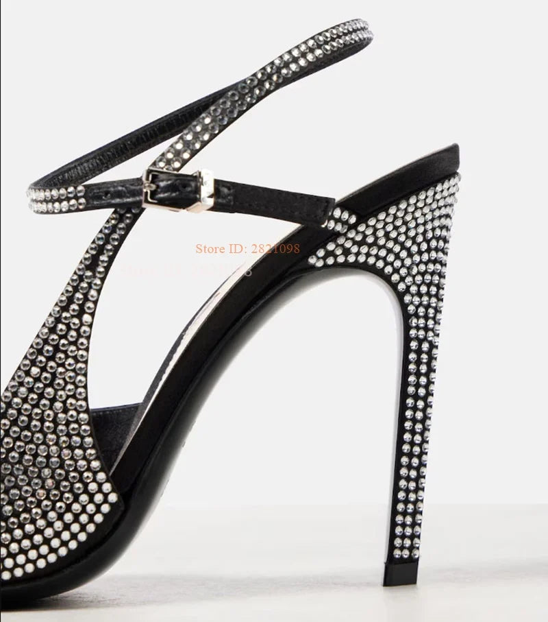 Crystal Embellished Satin High Heel Pumps for Women