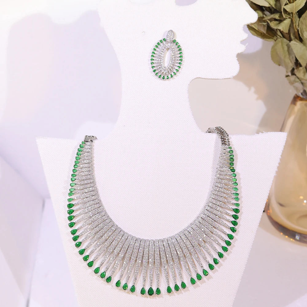 Brilliant Elegant Cubic Zirconia Necklace And Earring Set For Women