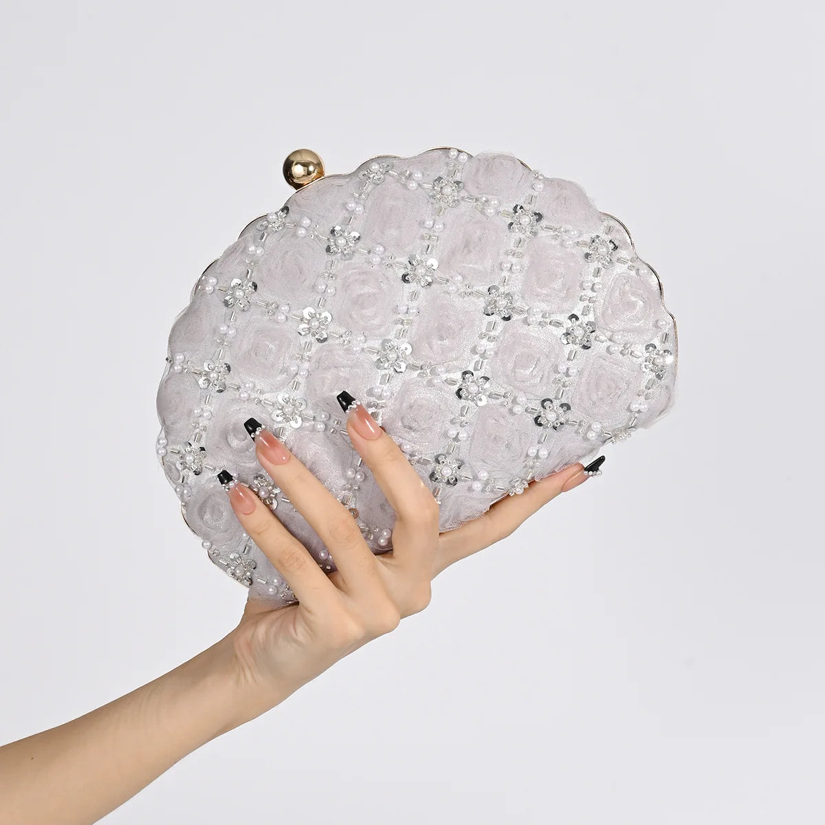 Floral Rose Hard Shell Evening Clutch Bag for Women