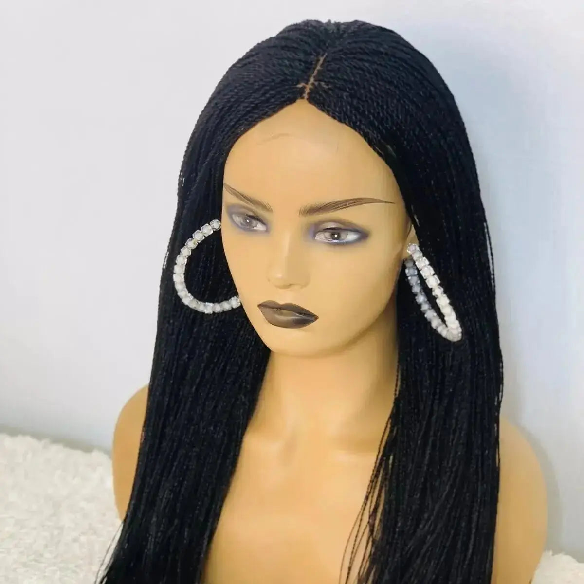 28inch Chestnut Brown Micro Twist Color Mix Wig with 5x5 HD Lace Closure Glueless Natural Look Braiding Lace Wig for Women