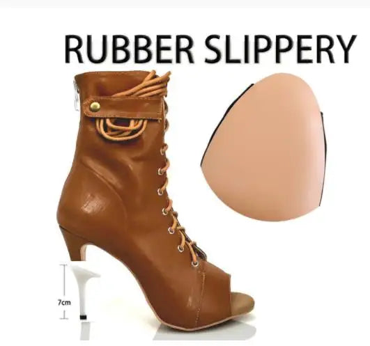 High Heel Jazz Dance Ankle Boots With Zipper for Women