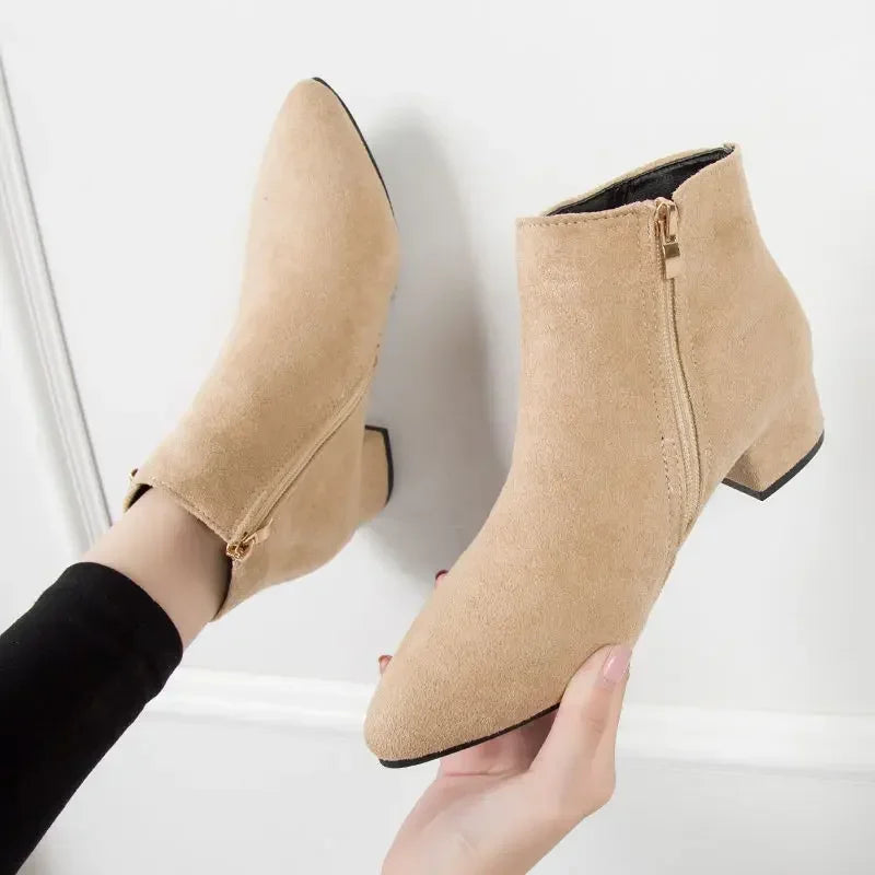 Pointed Toe Square Heel Platform Boots