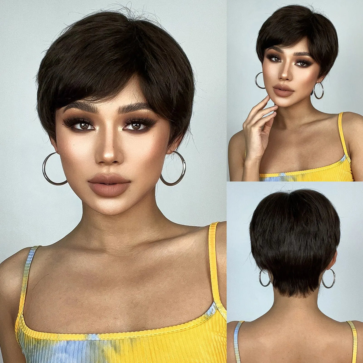 Short Pixie Cut Synthetic Wig With Bangs for Black Women