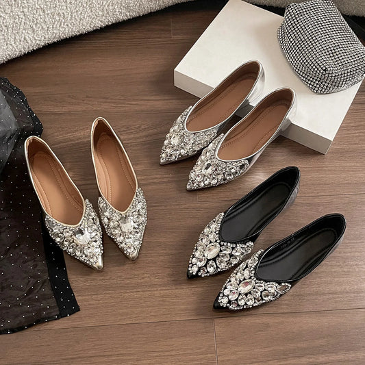 Patent Leather Rhinestone Flats