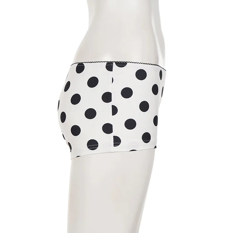 Mesh Letter Print See Through Polka Dot Two Piece Set for Women