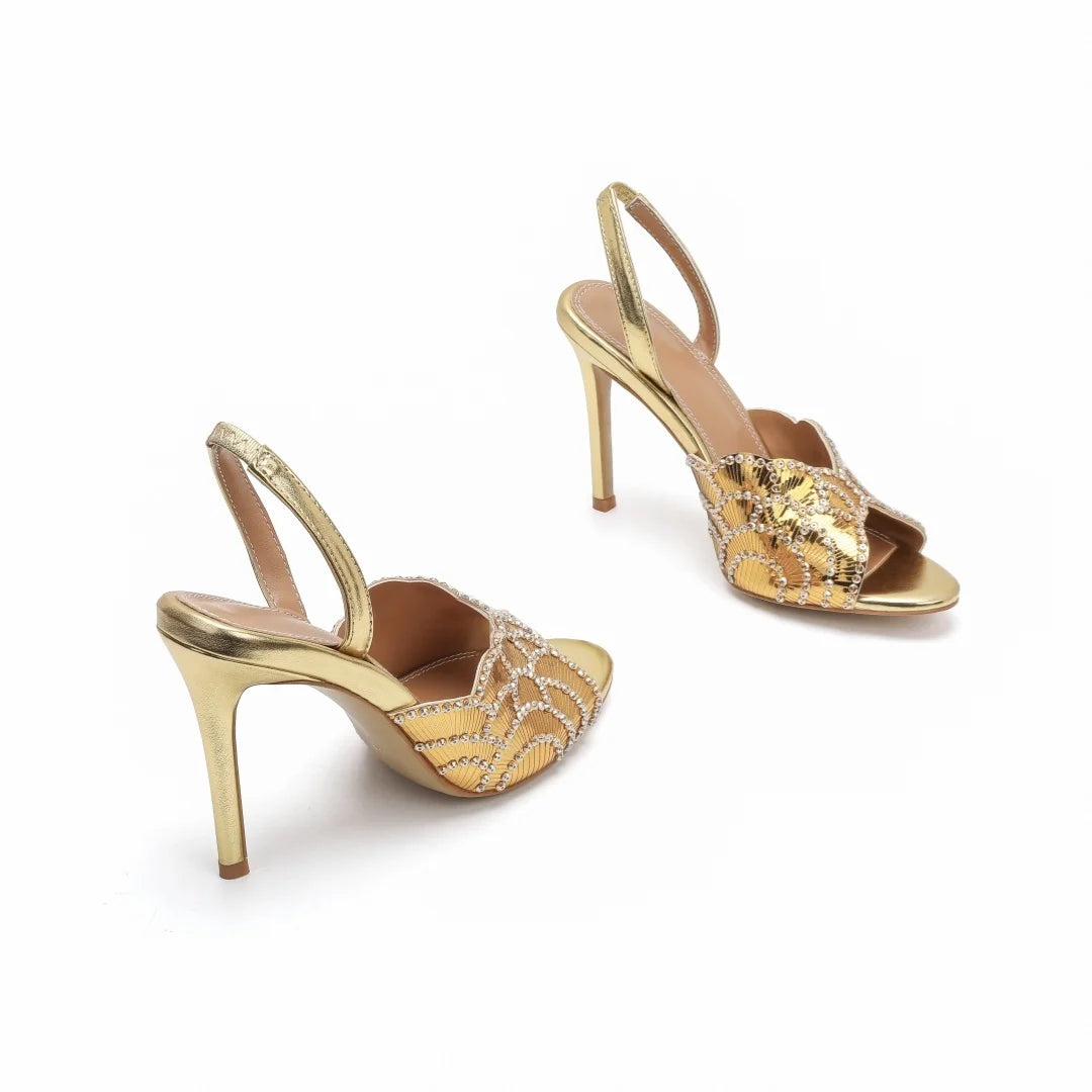 Luxurious Sparkling Fish Mouth Strap Sandals for Women