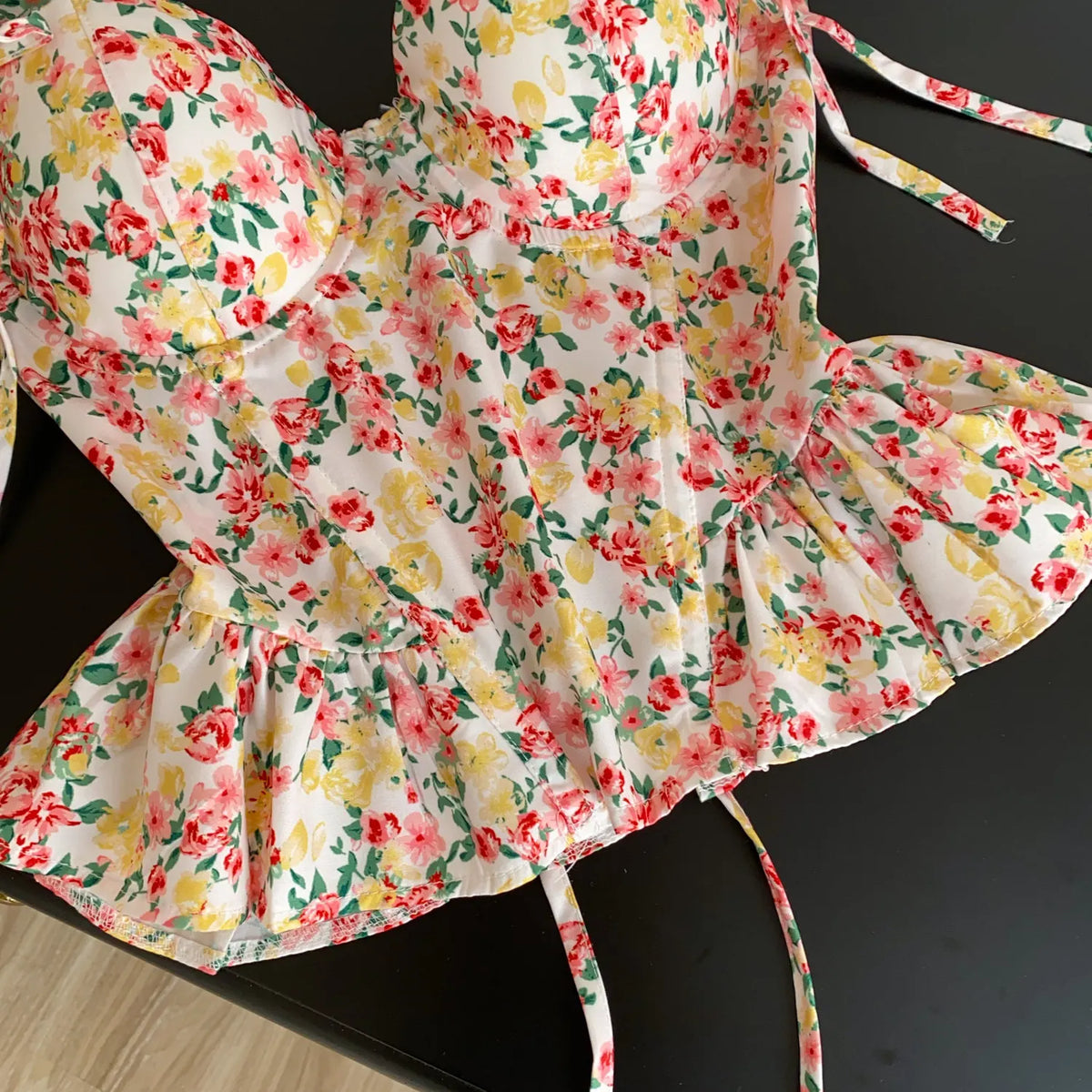 Summer Floral Lace-Up Corset Camisole Top for Women