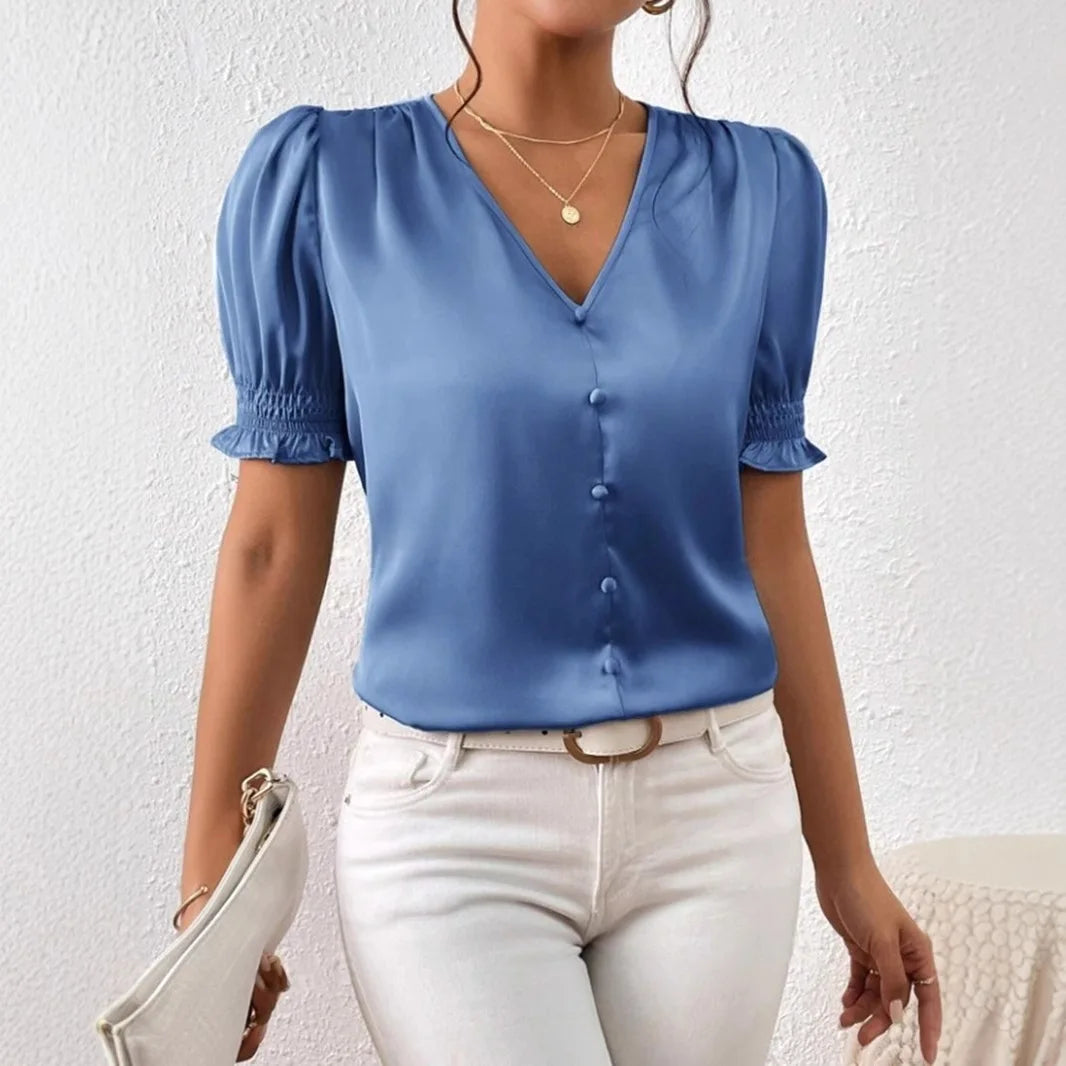 Elegant Satin Loose Fit Blouse for Women Summer Office