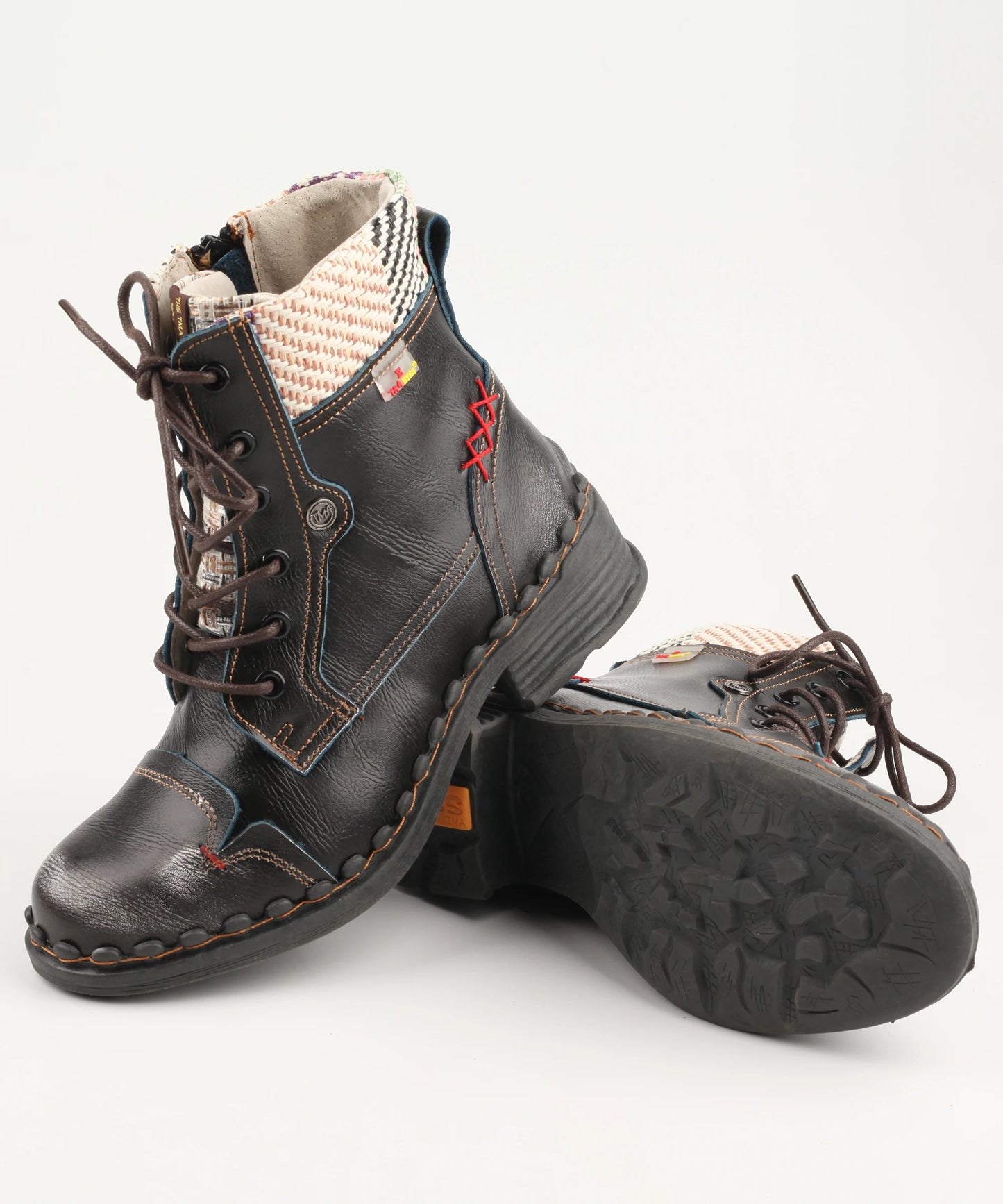 Genuine Leather Patchwork Ankle Boots