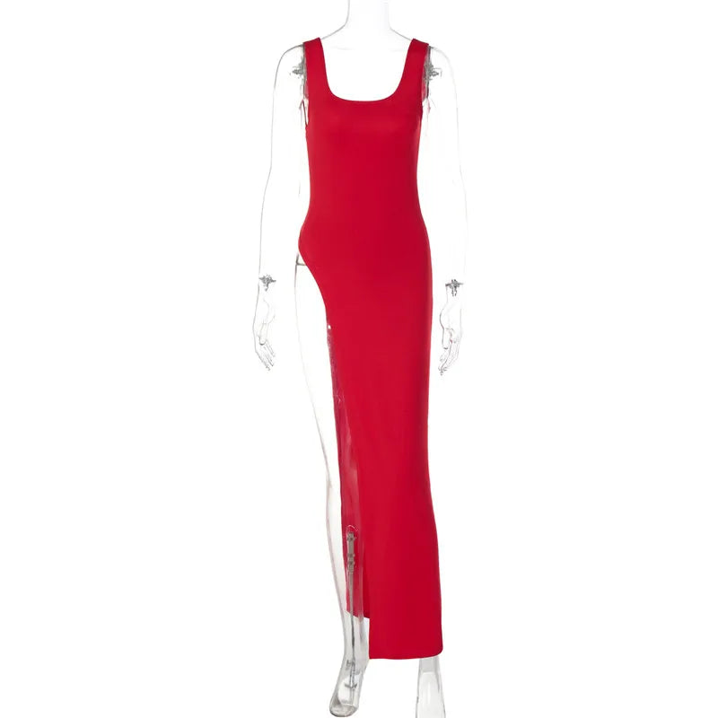 Elegant Asymmetrical High Slit Maxi Dress for Women