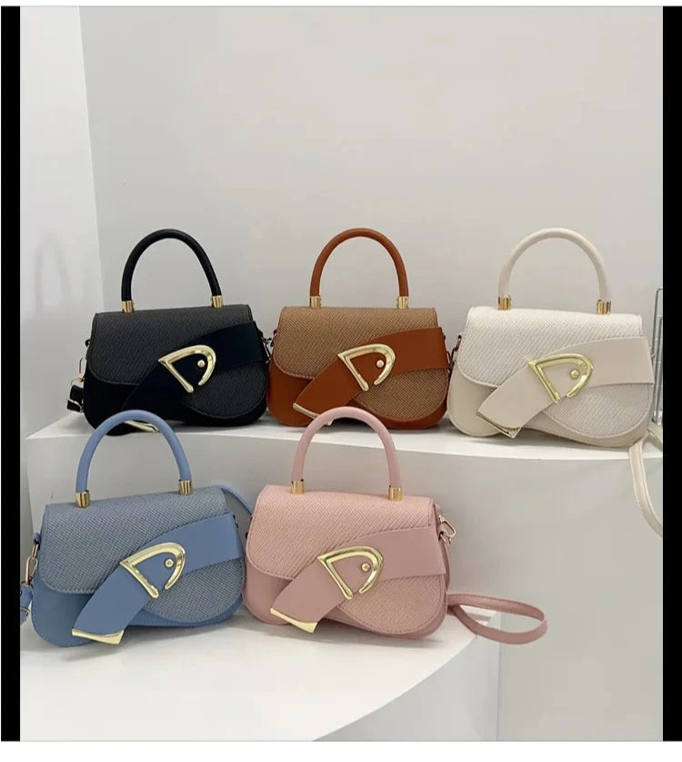 Women's Elegant Minimalist Shoulder Bag Golden-Tone Hardware Adjustable Strap Formal Purse Durable Handbag Fashionable Tote