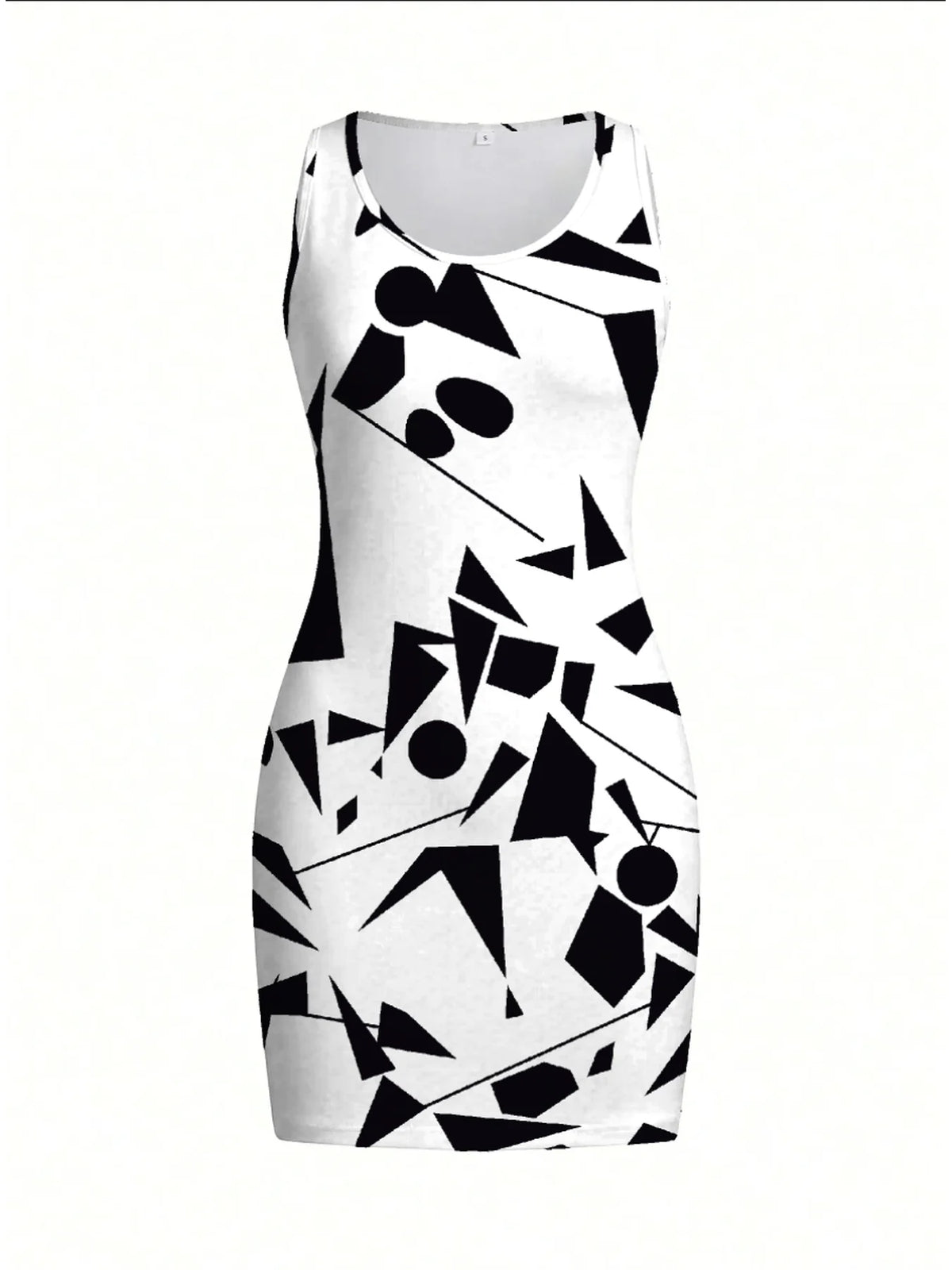 Geometric Print Sleeveless Mini Dress