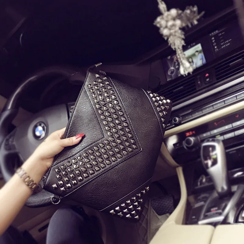 Gleaming Rivet Detail Envelope Clutch Bag for Women