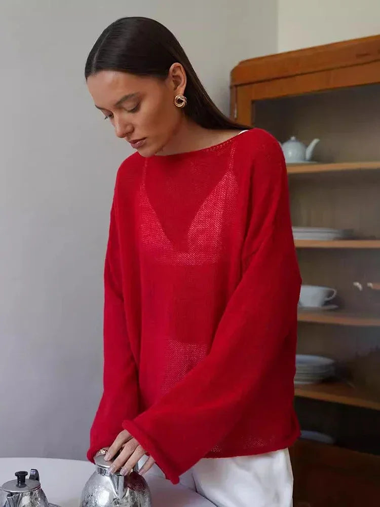 Sheer Hollow Knit Sweater
