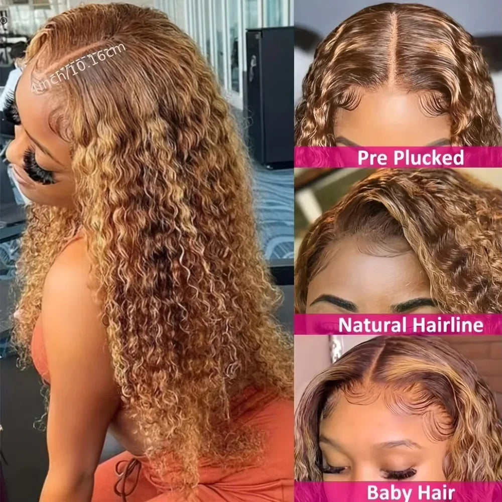 Highlight Human Deep Wave Lace Front Remy Wig For Women