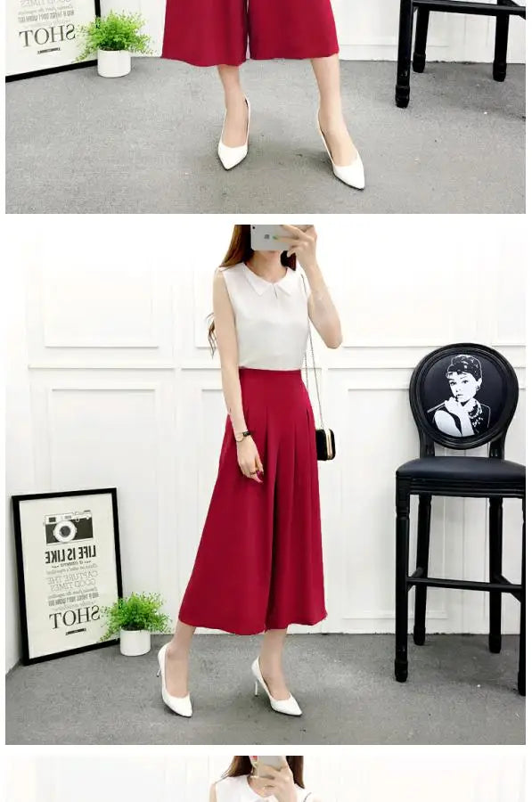 High Waist Pleated Wide Leg Cotton Linen Pants For Women