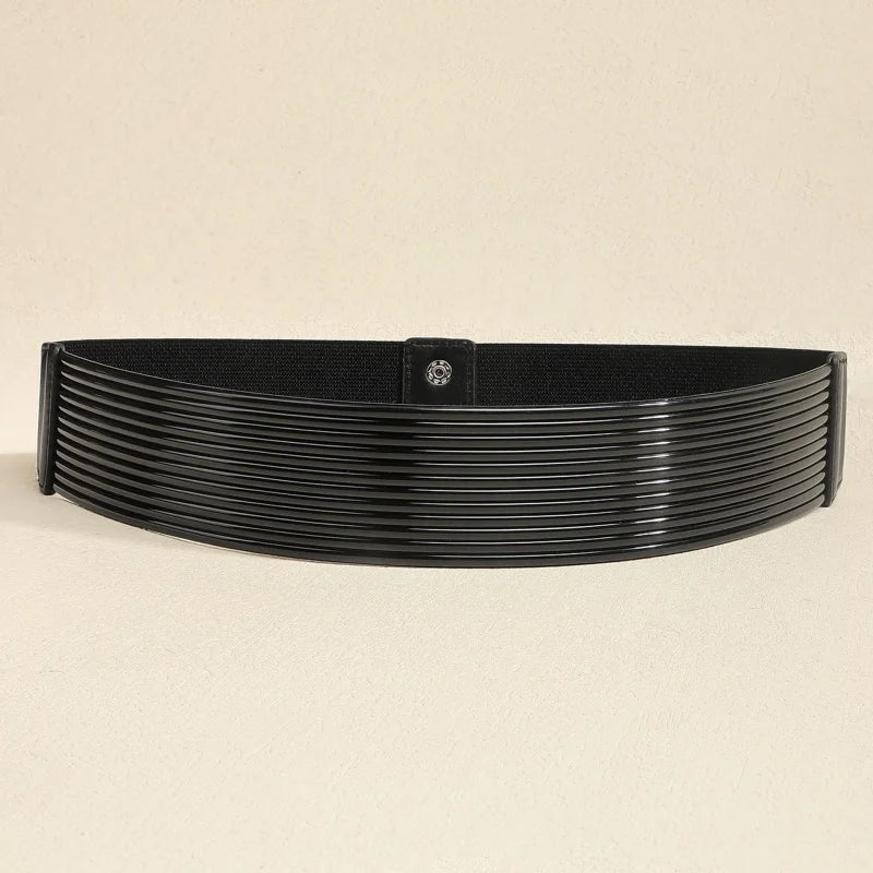 Pearl Embellished Wide Elastic Waist Belt for Women
