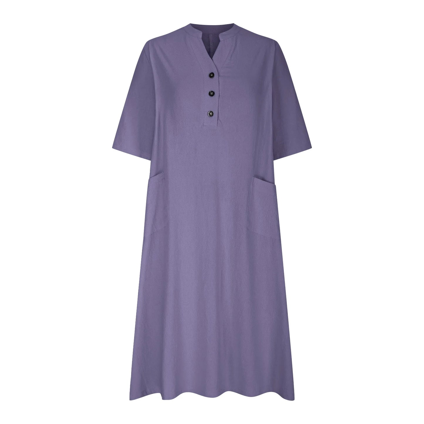 Elegant Casual Short Sleeve Solid Midi Dress for Women