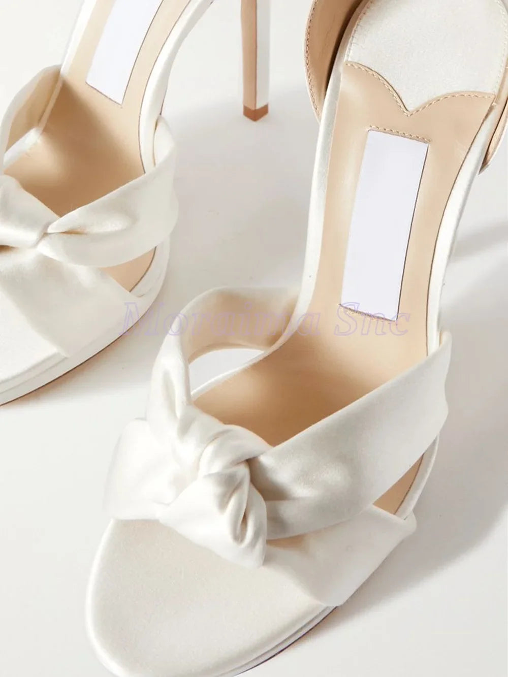 Satin Knot Platform Sandals With Ankle Strap For Women