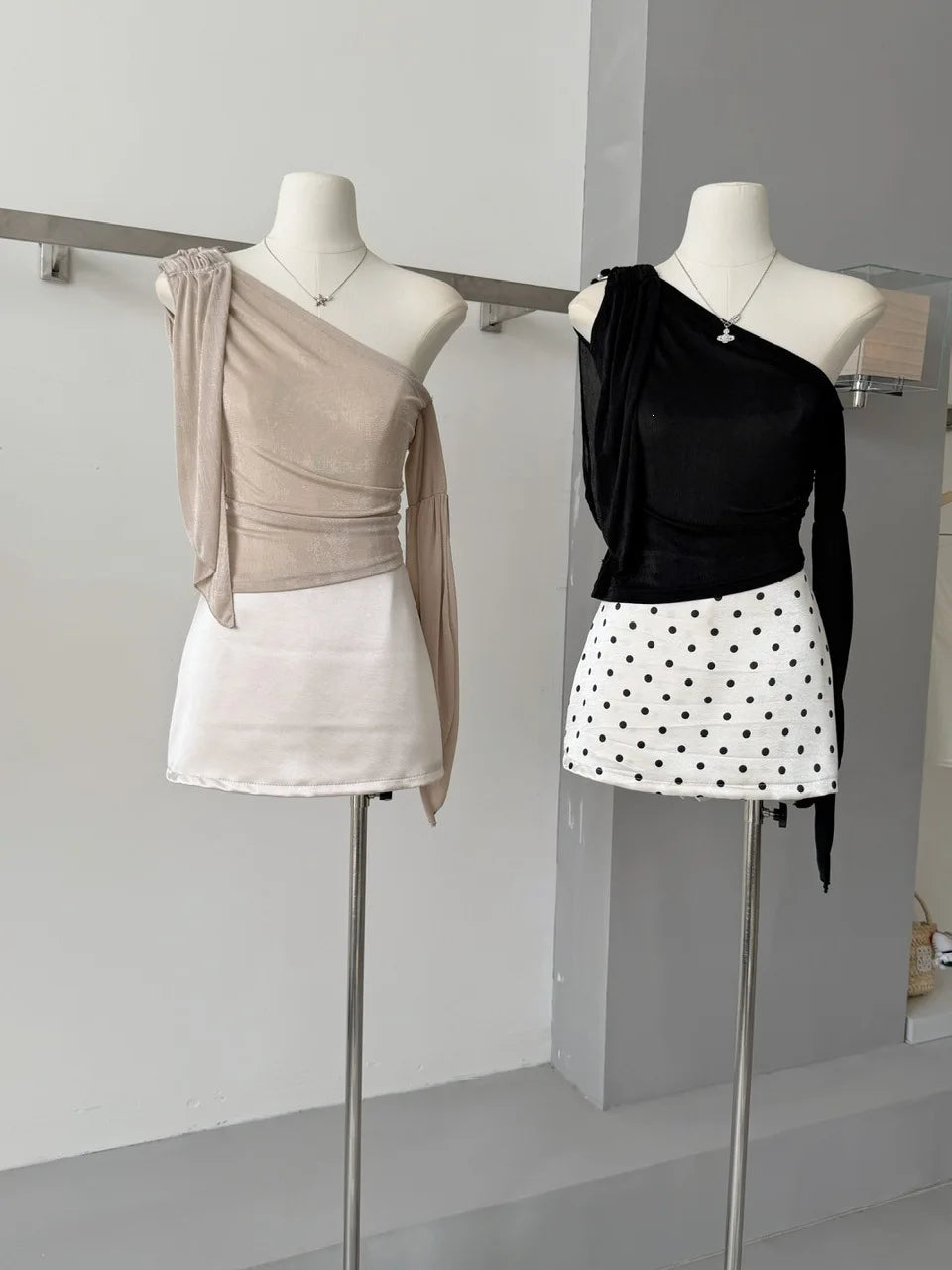 Vintage Polka Dot High Waisted Mini Skirt for Women