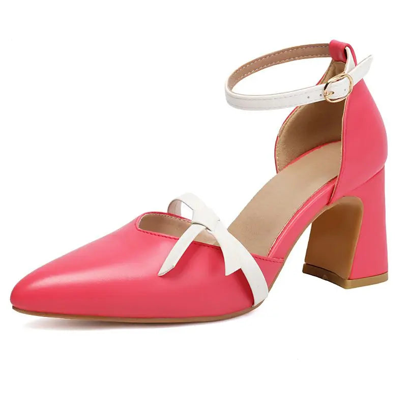 Pointed Toe Buckle Strap Bowknot Sandals for Women
