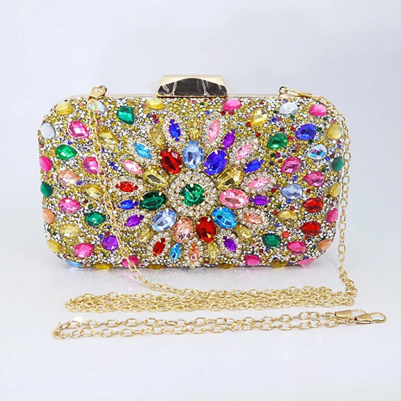 Rhinestone Sunflower Evening Clutch Handbag for Women