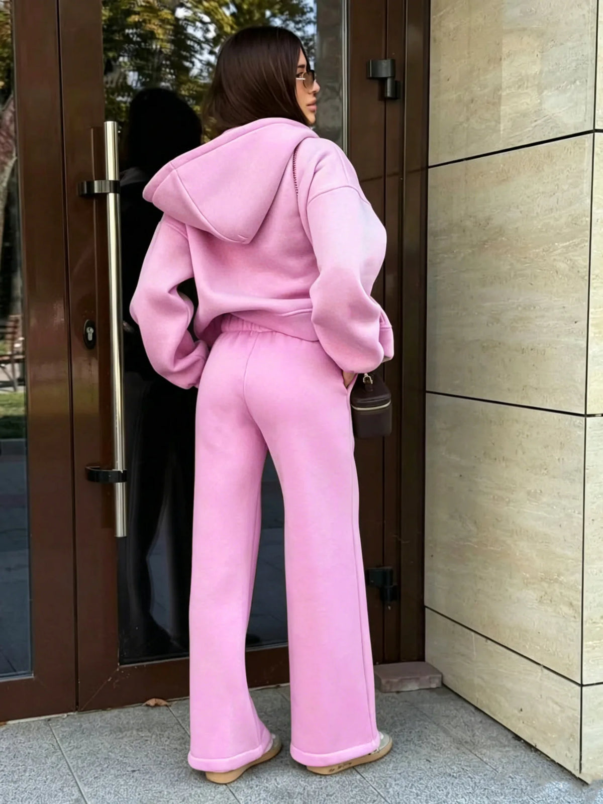 Hooded Loose Two Piece Top and Pants Set for Women