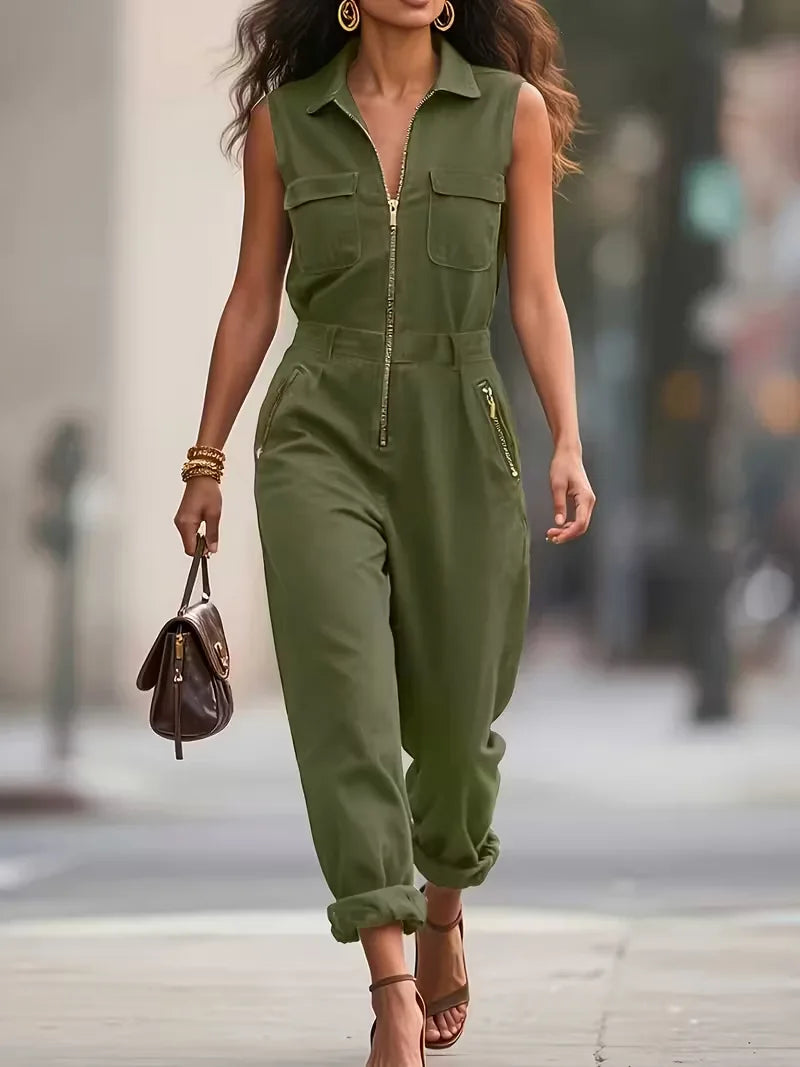 Summer Sleeveless Chiffon Wide Leg Jumpsuit For Women